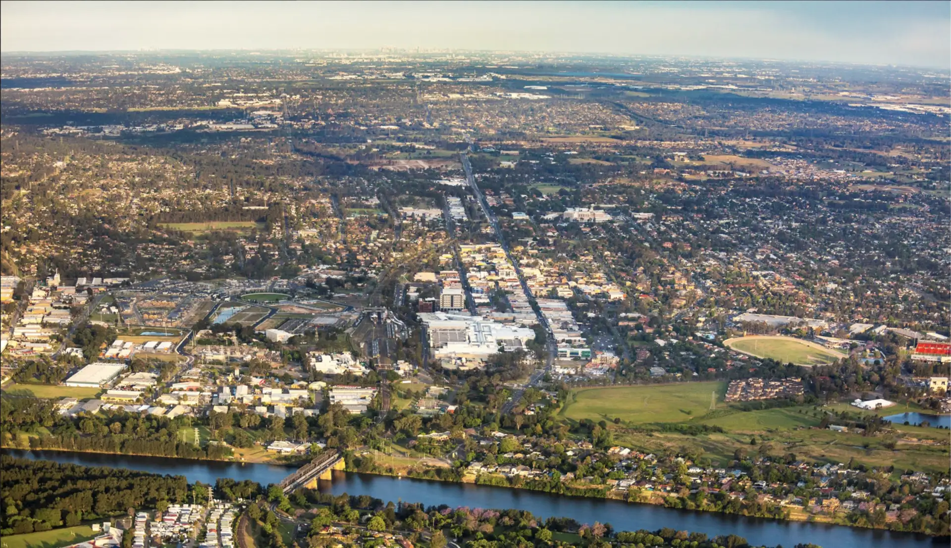 Aerial view over Western Sydney, the area Rush Hour Plumbing covers